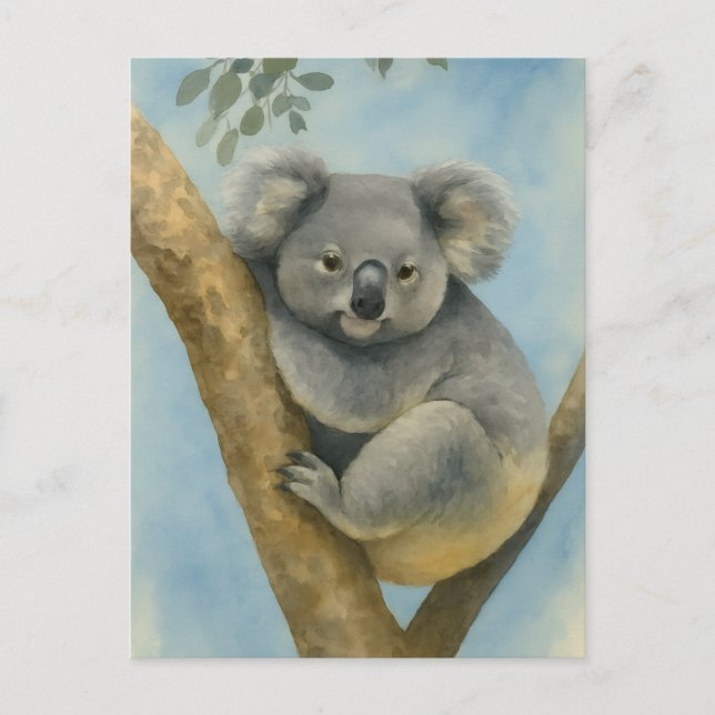 Koala Lugn - Watercolor Wildlife Vykort (Framsida)