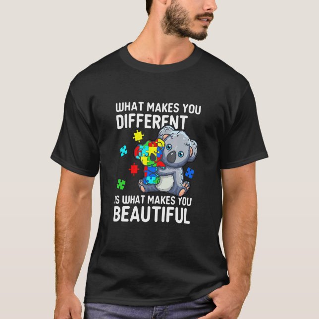 Koala Mamma Annorlunda Vacker Autism Barn Medveten T Shirt (Framsida)