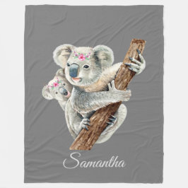 Koala Mamma & Baby Personlig Fleecefilt