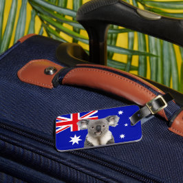 Koala med Australian Flagga Background Bagagebricka