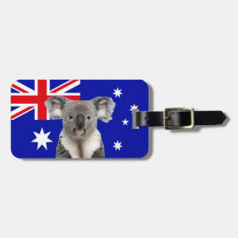 Koala med Australian Flagga Background Bagagebricka