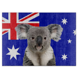 Koala med australiens flagga som bakgrund