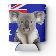 Koala med australiensisk flaggabakgrund