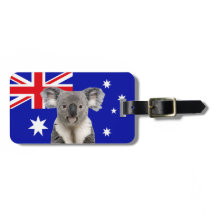 Koala med australiensisk flaggabakgrund
