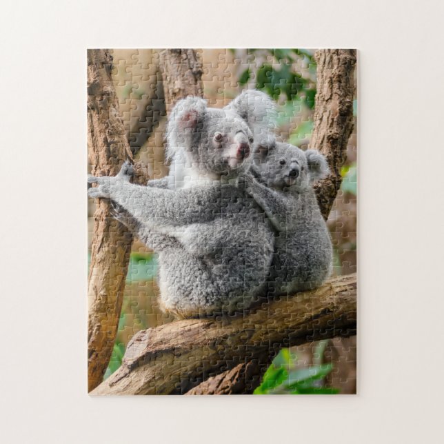 Koala med Baby i Träd i Australien Pussel (Vertikal)