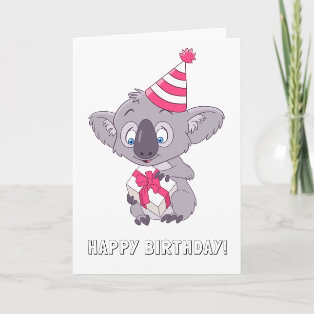 Koala med födelsedagspresent kort (Framsida)