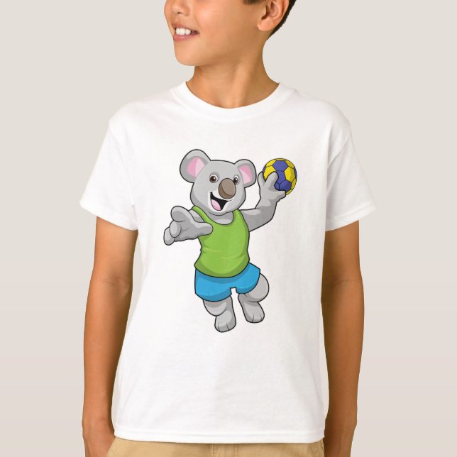 Koala med Handball Sports T Shirt (Framsida)