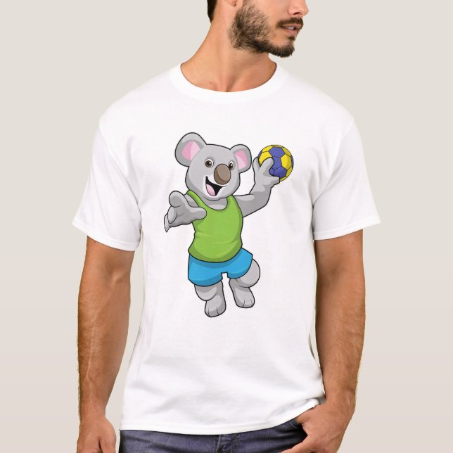 Koala med Handball Sports T Shirt (Framsida)