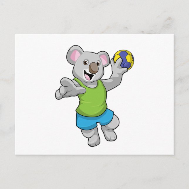 Koala med Handball Sports Vykort (Framsida)