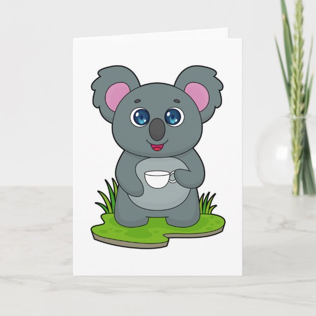 Koala med kaffekopp kort (Framsida)