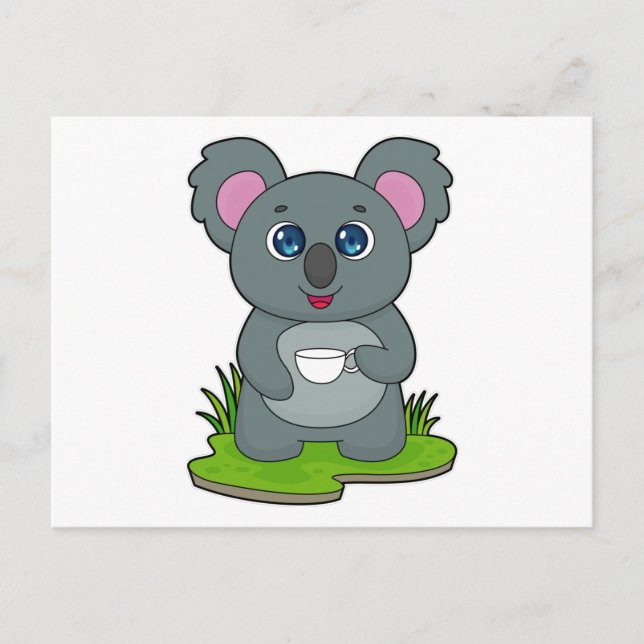Koala med kaffekopp vykort (Framsida)