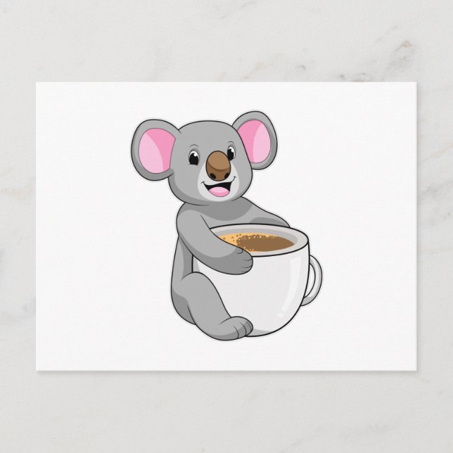 Koala med kaffekopp vykort (Framsida)