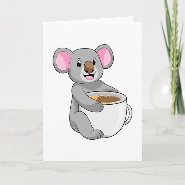 Koala med Koffee Kopp Kort (Framsida)