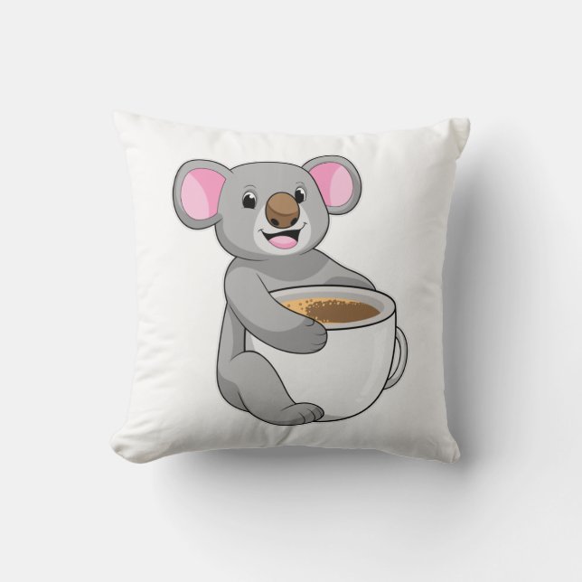 Koala med Koffee Kopp Kudde (Framsida)