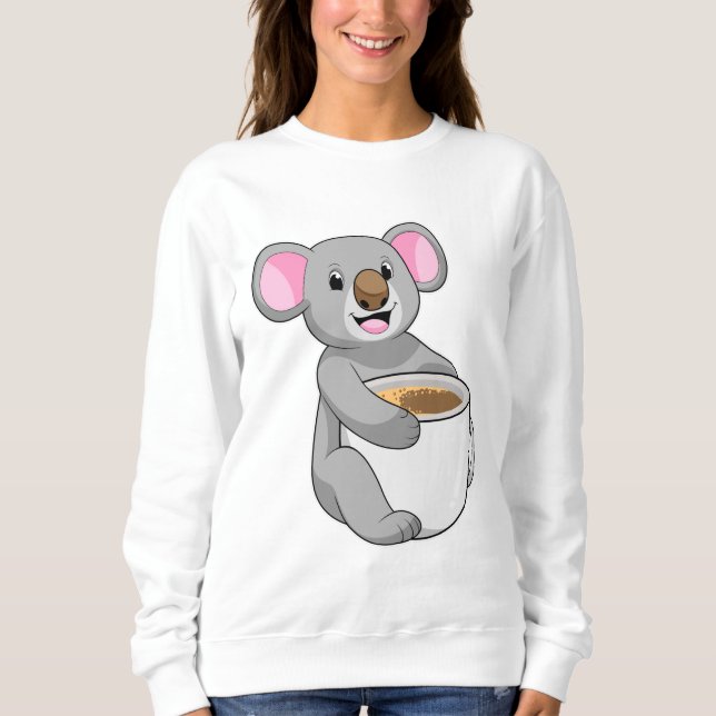 Koala med Koffee Kopp T Shirt (Framsida)