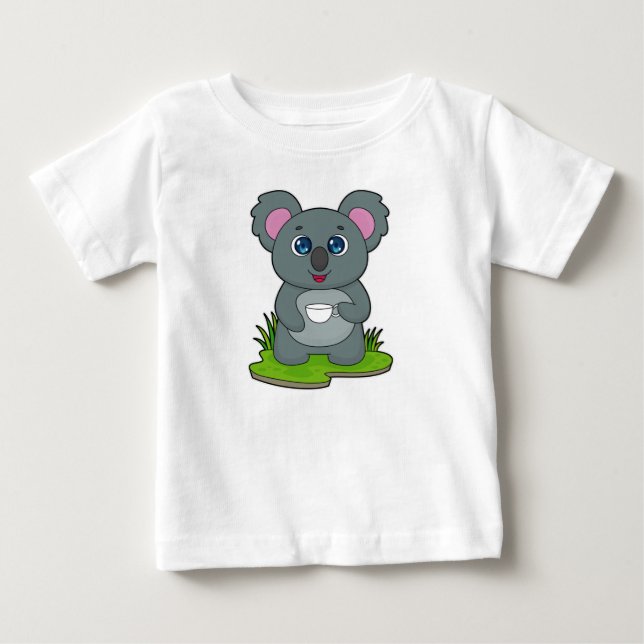 Koala med Koffee kopp T Shirt (Framsida)