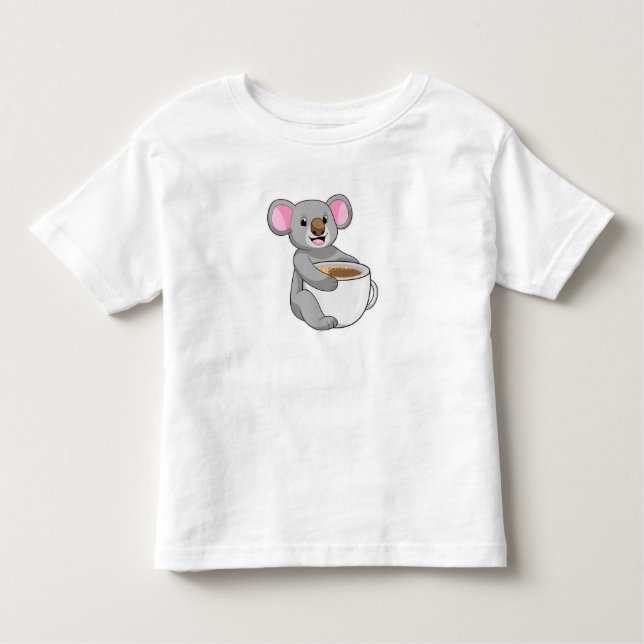 Koala med Koffee Kopp T Shirt (Framsida)
