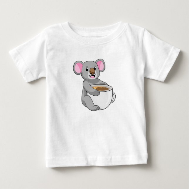 Koala med Koffee Kopp T Shirt (Framsida)