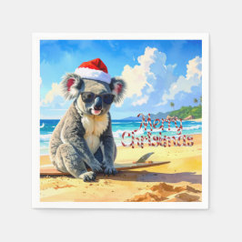 Koala med Santa hatt sol och surf Pappersservett
