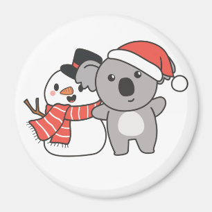 Koala med Snögubbe i vinter för julgranen Magnet