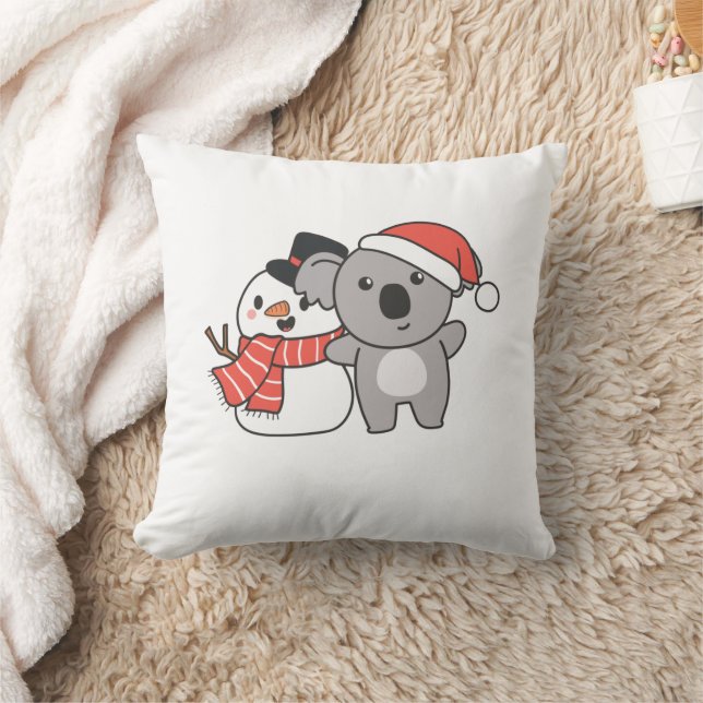 Koala med Snögubbe i vinter för juljubla P Kudde (Filt)