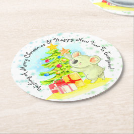 Koala med Träd och stjärnan Australien jul Party Underlägg Papper Rund