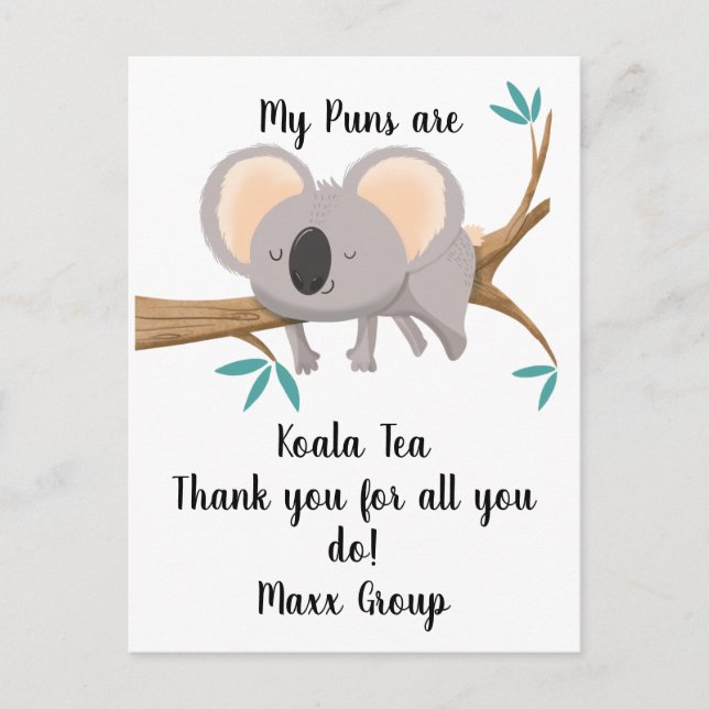 koala Min Puns Är Koala Te tack personal Vykort (Framsida)
