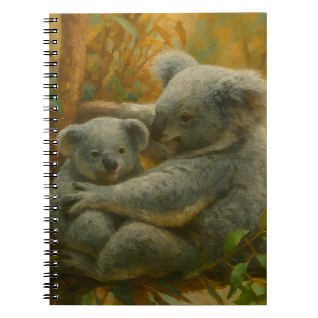 Koala Mor och Joey på hösten Canopy Anteckningsbok (Framsidan)