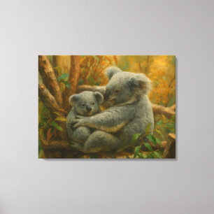 Koala Mor och Joey på hösten Canopy Canvastryck