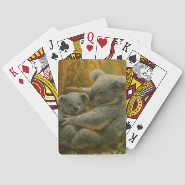 Koala Mor och Joey på hösten Canopy Casinokort (Baksidan)