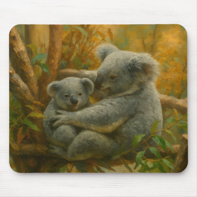 Koala Mor och Joey på hösten Canopy Musmatta (Framsidan)