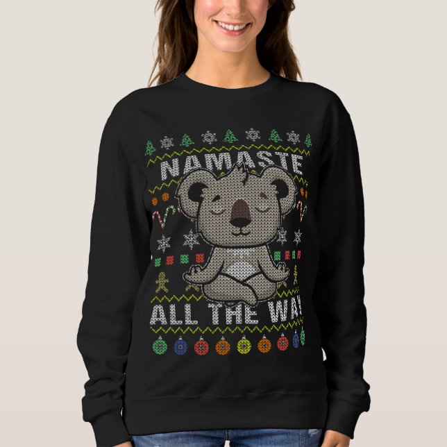 Koala Namaste hela vägen god jul T Shirt (Framsida)