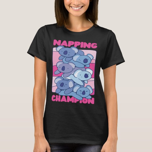 Koala Napping Champion T Shirt (Framsida)