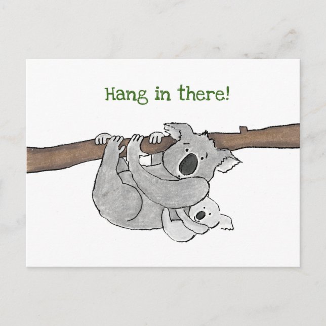 Koala och baby "häng in där"-vykort vykort (Framsida)