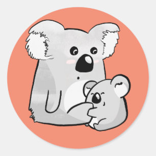 Koala och Baby Runt Klistermärke