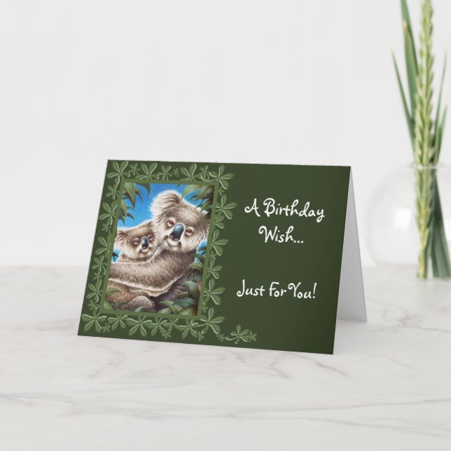 Koala- och babyfödelsedagkort kort (Framsida)