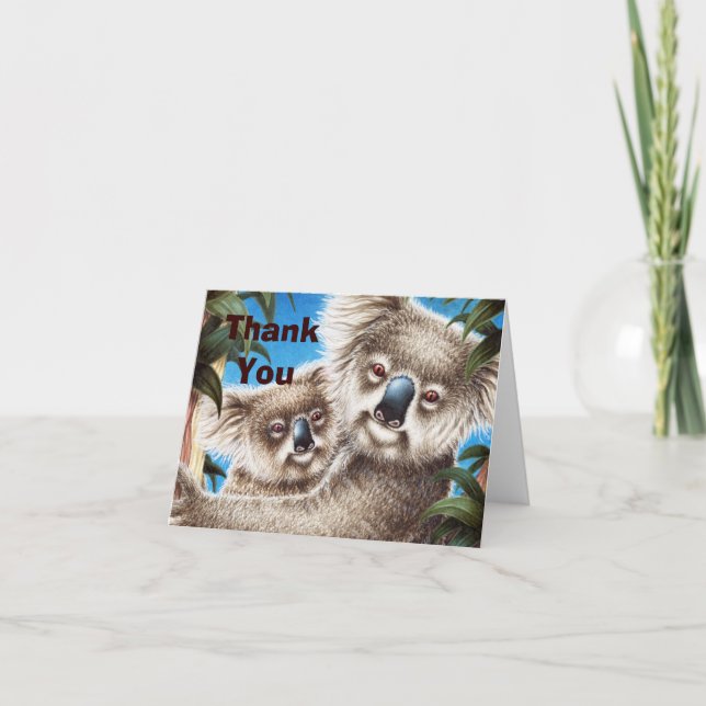 Koala- och babytackkortkort tack kort (Framsida)