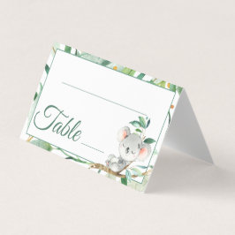 Koala och Löv Baby Shower Birthday Bordsnummer Kort