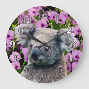 Koala och Orchids Stor Klocka