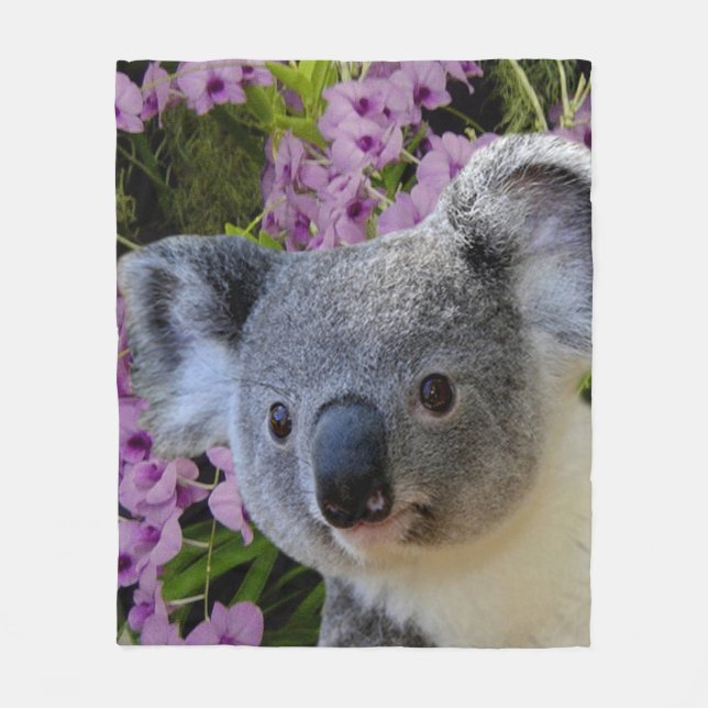 Koala och orkidéer fleecefilt (Framsidan)