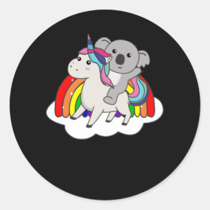 Koala on Unicorn Rainbow Animals Cute Koalas Runt Klistermärke