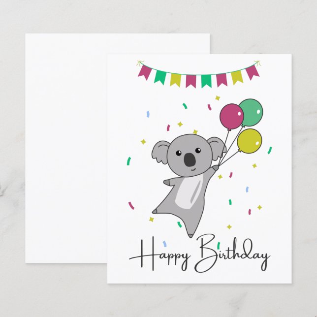 Koala önskar Glad födelsedag åt dig Koalas (Fram/baksida)