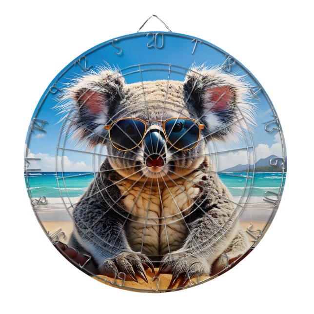 Koala på en sandstrand God Jul Darttavla (Framsidan)