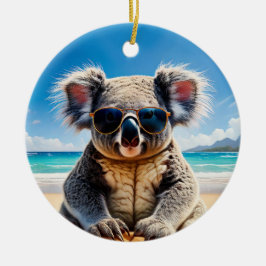Koala på en sandstrand God jul Julgransprydnad Keramik
