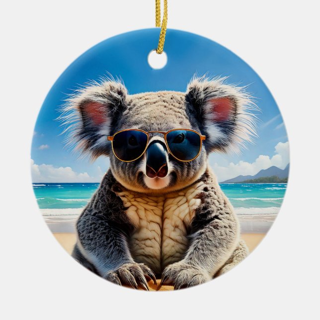 Koala på en sandstrand God jul Julgransprydnad Keramik (Framsidan)