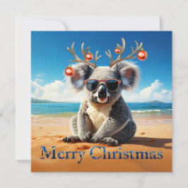 Koala på en sandstrand God Jul Julkort