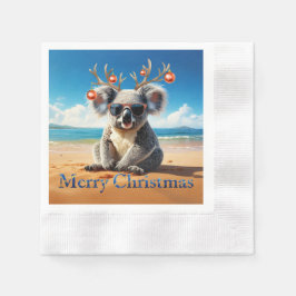 Koala på en sandstrand God Jul Pappersservett