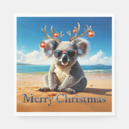 Koala på en sandstrand God Jul Pappersservett