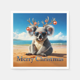 Koala på en sandstrand God Jul Pappersservett