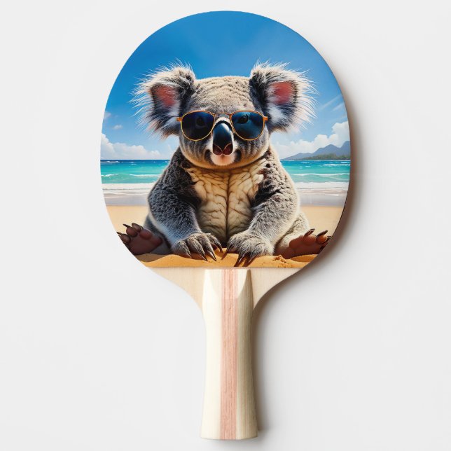 Koala på en sandstrand God Jul Pingisracket (Framsidan)